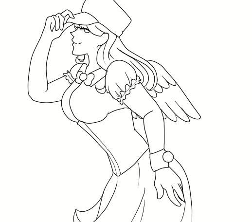 Line art gif of Cream dancing- her wings are smaller and her outfit is not fully realised yet.